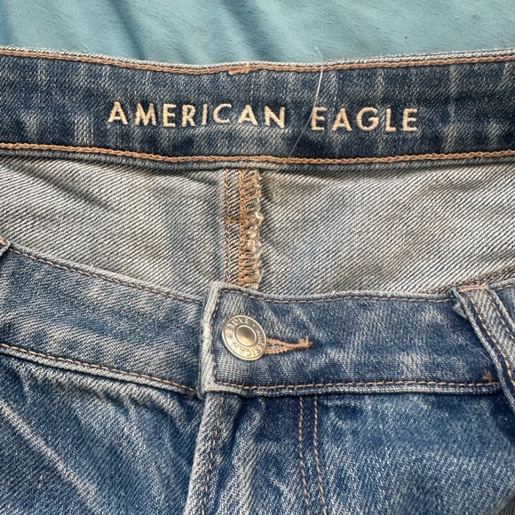 American Eagle Outfitters Blue Patchwork Straight Leg Jeans - Picture 12 of 16